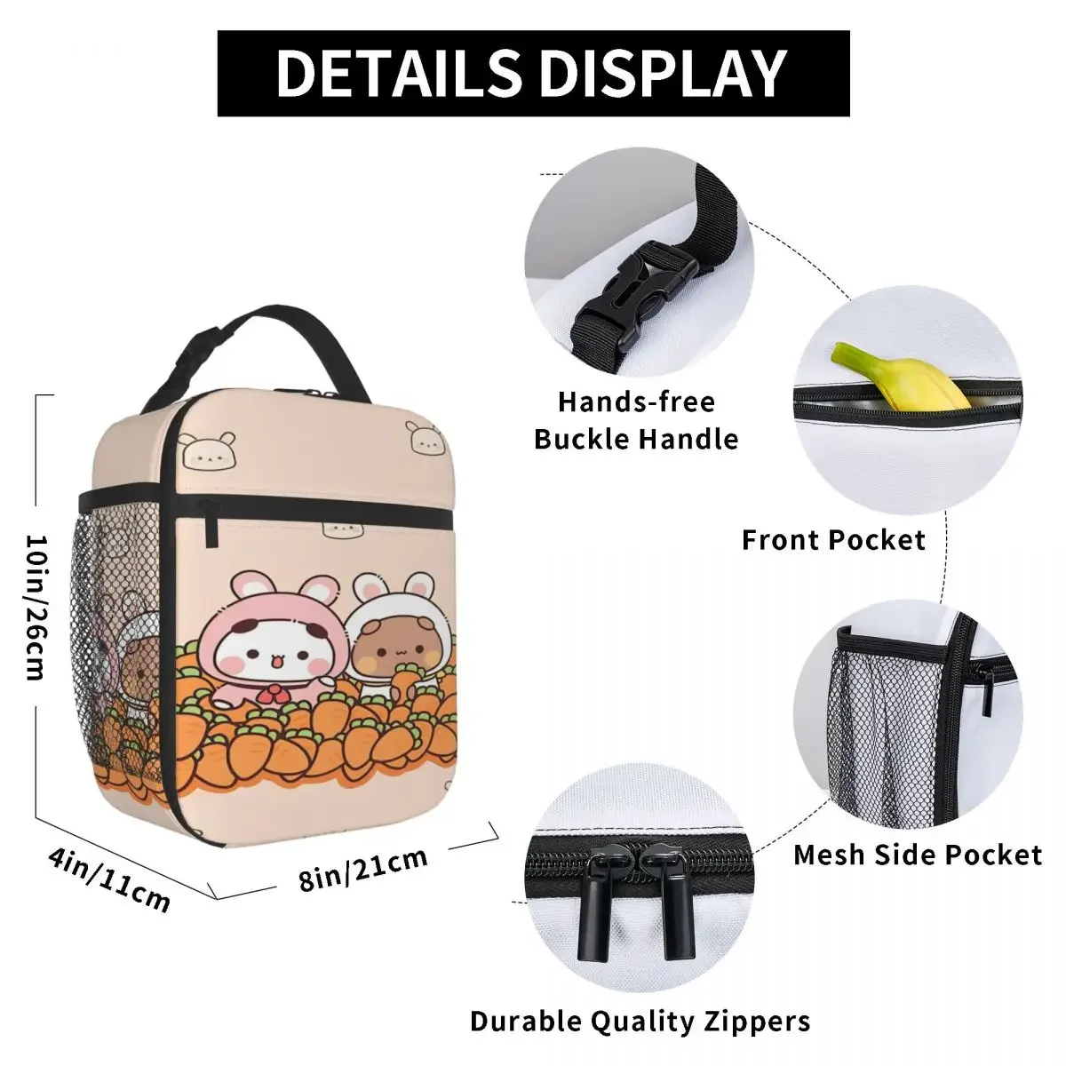 Cute Bubu And Dudu Bear Insulated Lunch Bags Food Container Bags Portable Cooler Thermal Lunch Boxes For Travel image 6