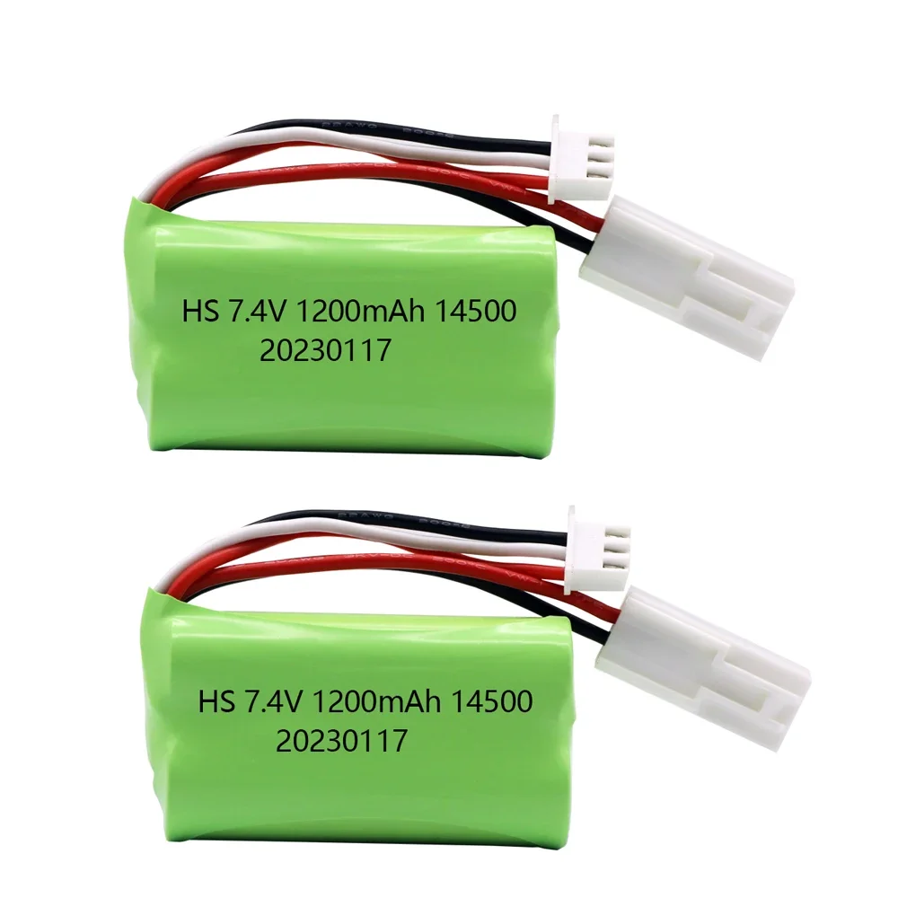 Akumulator litowo-jonowy 14500 7,4 V 1200 mAh 5C z ładowarką Do zdalnego sterowania Zabawki elektryczne Pistolet na wodę Części zamienne do