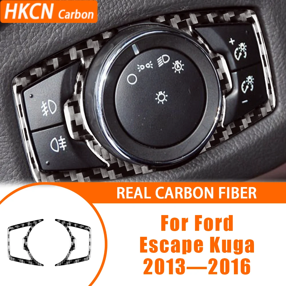

For Ford Escape Kuga 2013—2016 Car Accessoreis Carbon Fiber Front Lamp Headlight Panel Interior Cover Trim Sticker Modification