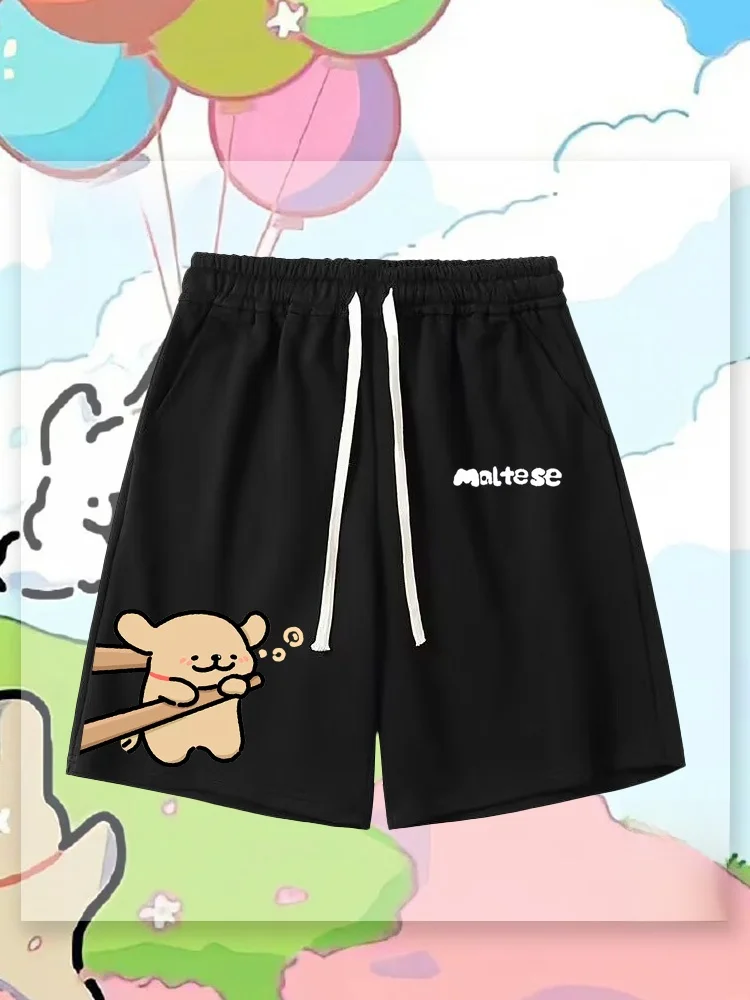 

Cartoon Doggies Summer Casual Loose Fit orts for Men And Women Breathable Lightweight Polyester Straight Leg Pants