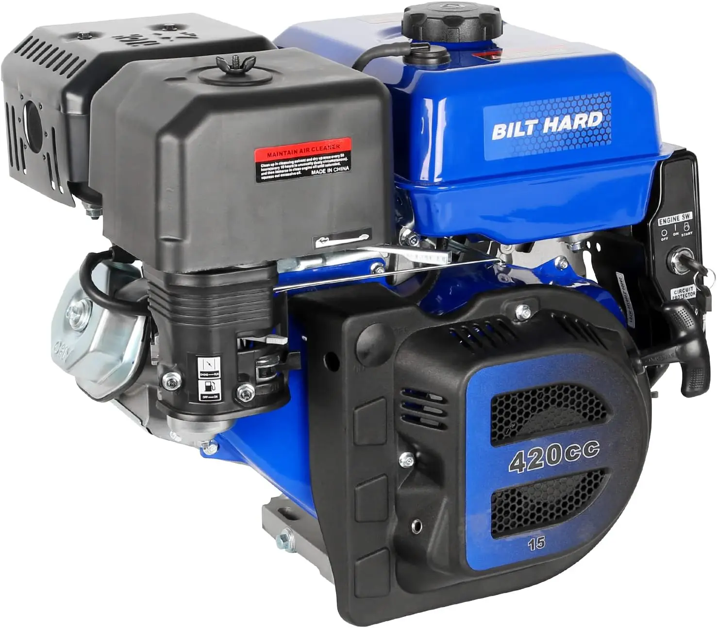 420cc 15HP Gas Engine with Electric Start Horizontal Shaft 4 Stroke OHV Gas Motor Gas Powered Multi-Use Engine