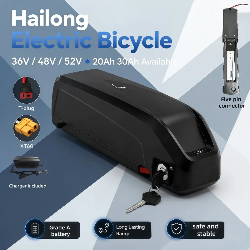 Hailong electric vehicle lithium battery 36V48V52V, optional 20Ah-30Ah, lightweight design, indoor charging more convenient