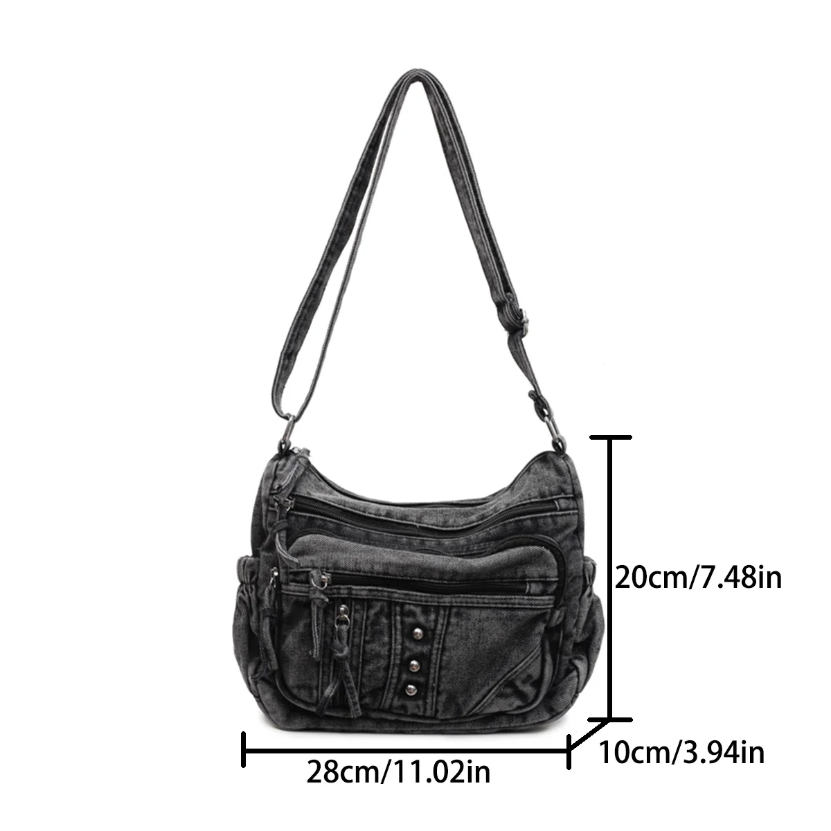 Casual Solid Color Shoulder Bag Featuring Quilted Denim Texture and Tassel Detail Lightweight Zipper for Commute Organizer сумка
