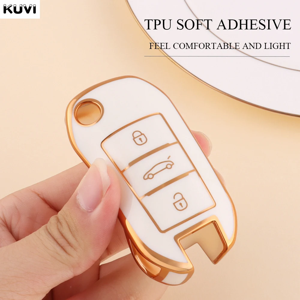 New TPU Car Flip Key Case Cover Shell For Peugeot 208 308 408 508 2008 3008 4008 5008 For Citroen C3 C4 CACTUS C6 C8 Accessories