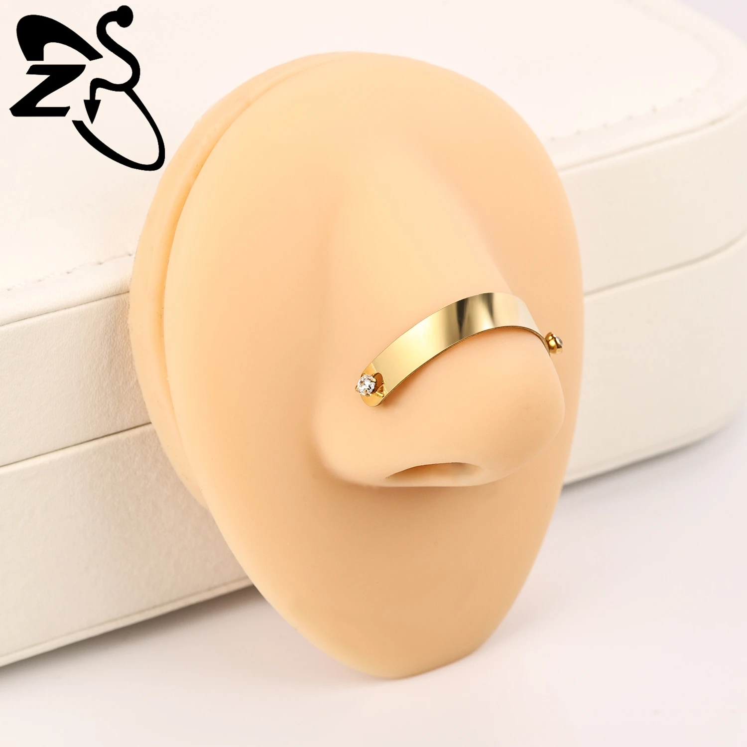 ZS 1 PC Punk Woundplast Form Edelstahl Brücke Ohr Piercing Männer 24 MM-50 MM Nase Piercing Kette körper Piercings Zubehör – Detail 2