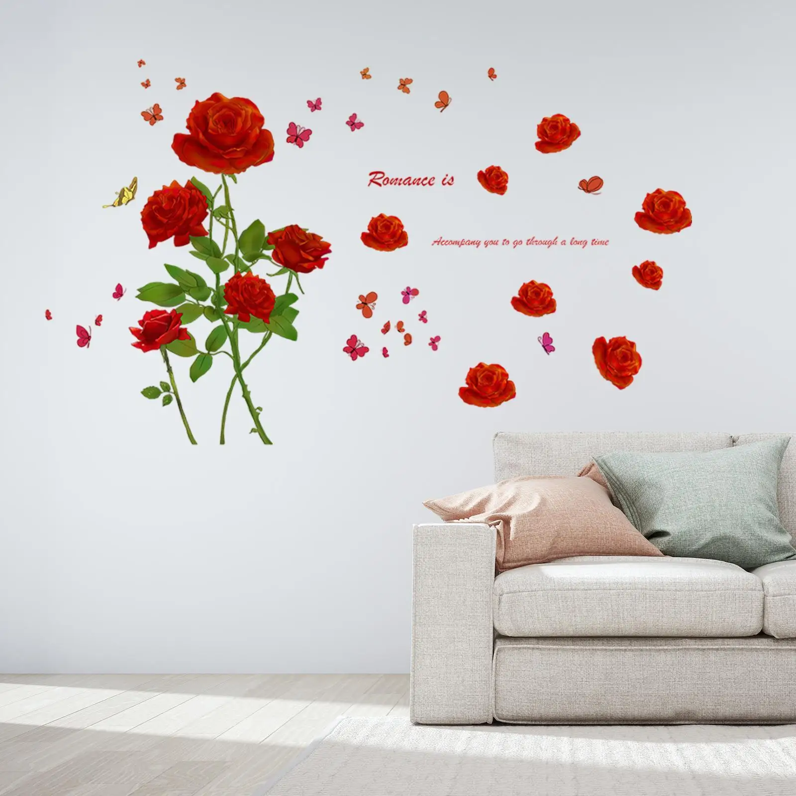 2 خلفيات PVC الفن الجداريات عيد الحب روز زهرة الجدار ملصق الشارات #2