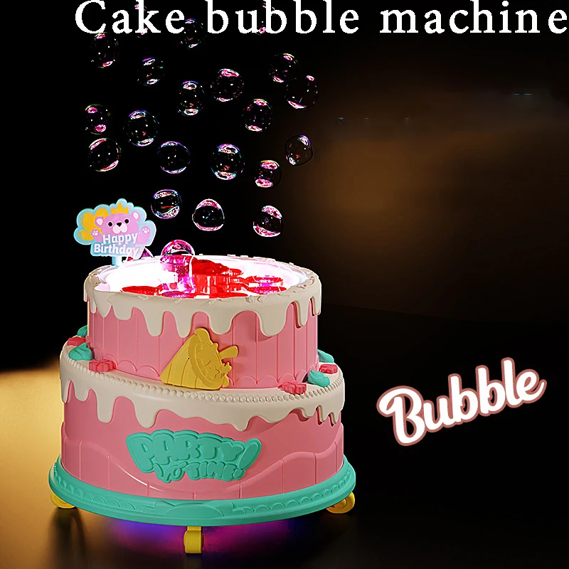 Electric Flashing Music Automatic Bubble Maker Electric Children Cake Bubble Machine Toy Children Girl Toys Birthday Gift