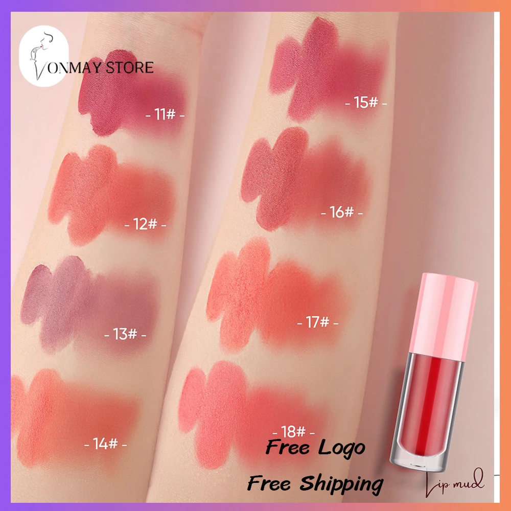 Private Label Lip Cheek Cream Custom Logo 18 Color Velvet Matte Creamy Lipstick Waterproof Lipgloss Lip Mud Makeup Wholesale