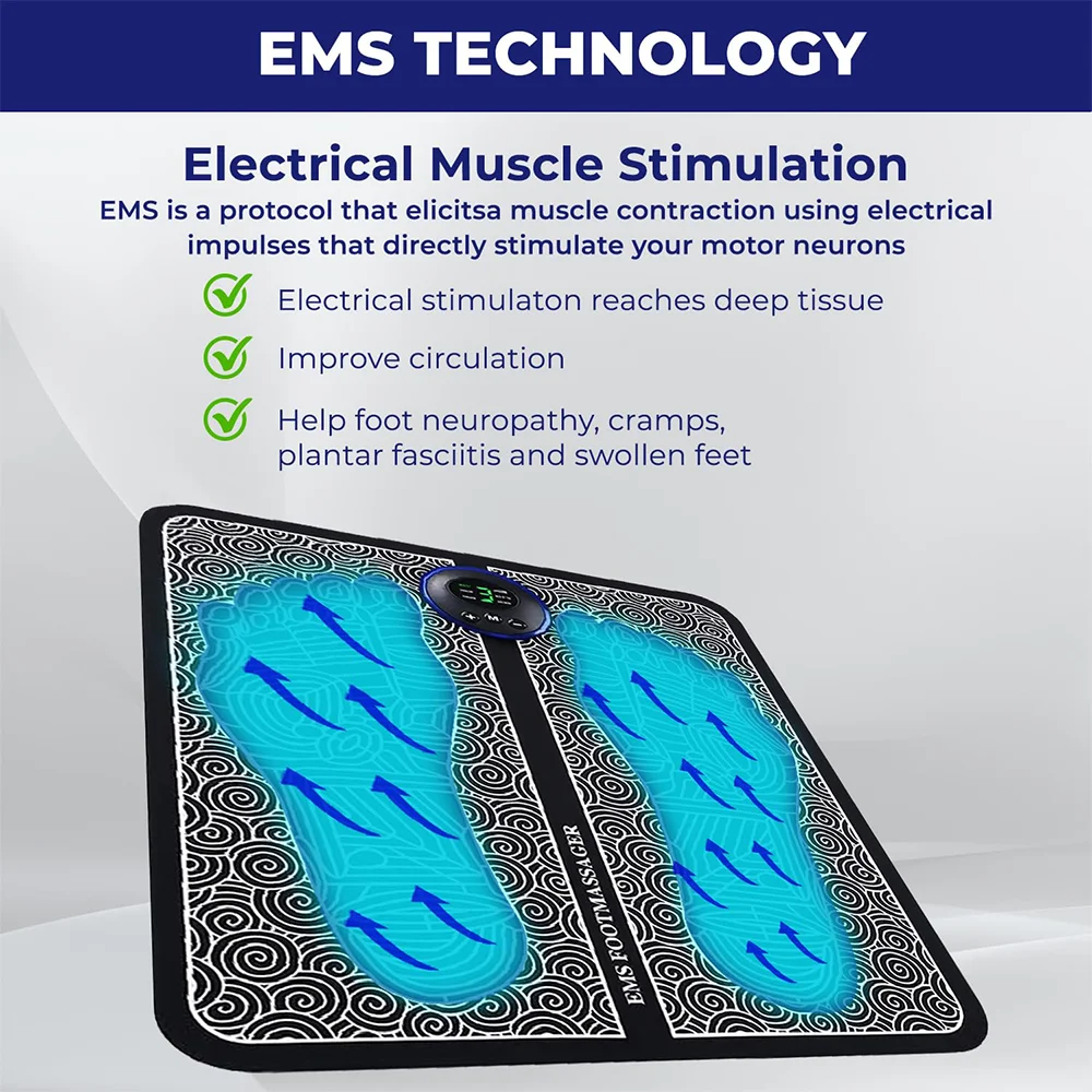 Intelligent Massager EMS Pulse Micro Current Foot Massage Ppad Charging Physical Therapy Foot Massage Pad