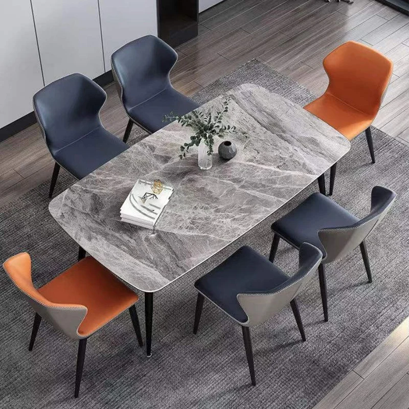 

Мебель для дома, современный набор для столовой, обеденный стол с 6 стульями, мраморный журнальный столик, наборы столов с металлическими ножками для ресторана