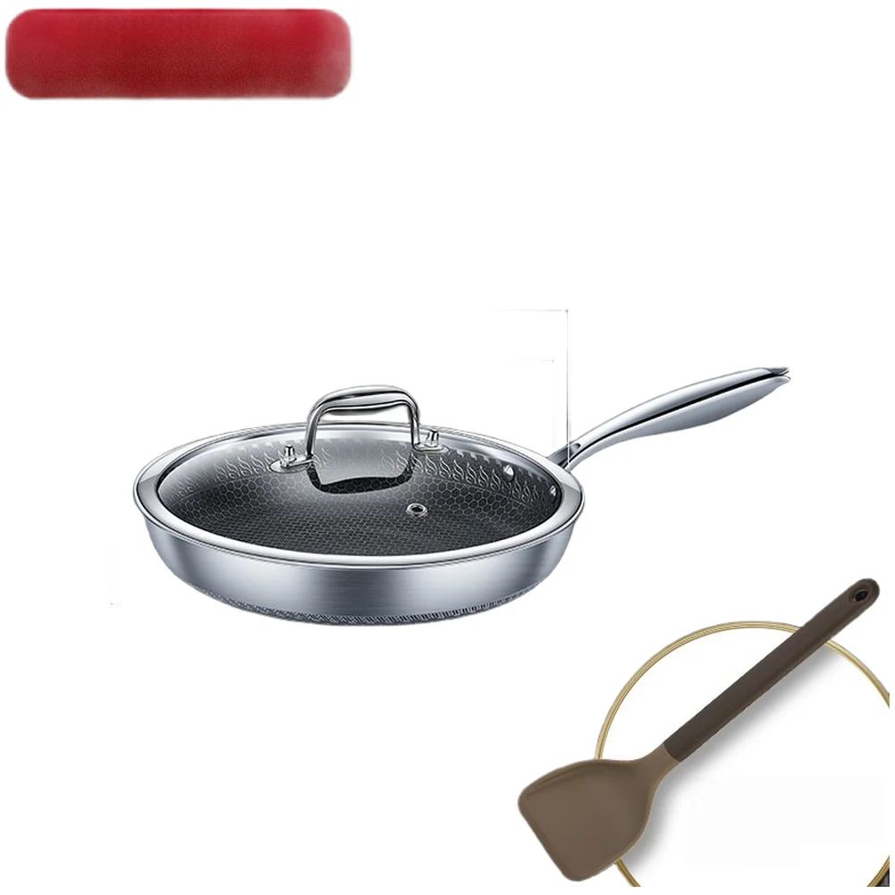Stainless Steel Frying Pan Wok Made from 316L Material with Triple Layer Bonded Base for Stable and Even Cooking Results