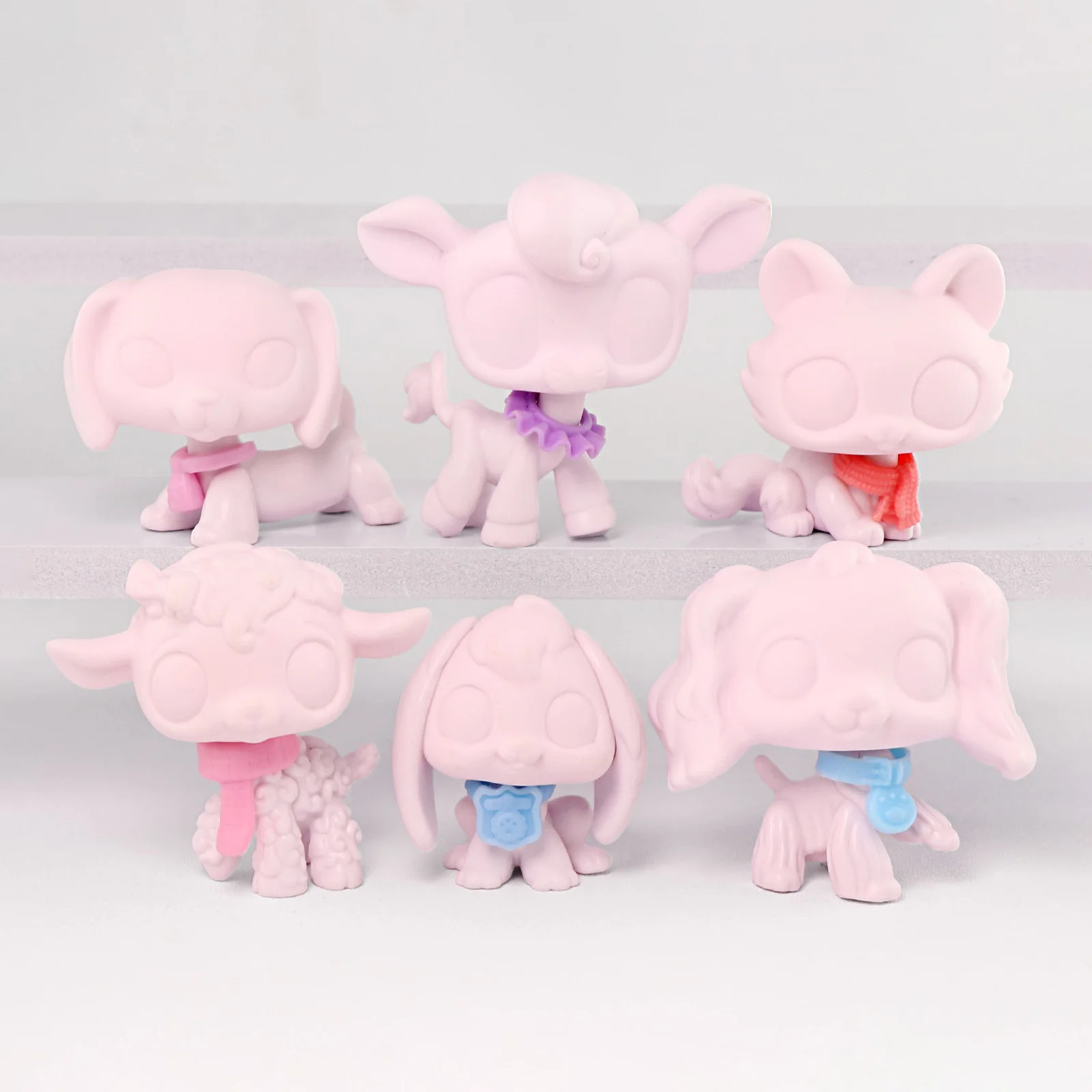 

6pcs Toys Cute Minilpsshop white Ornaments that Can Be Colored By Oneself and Paired with Random 10pcs Neck Accessories for lps