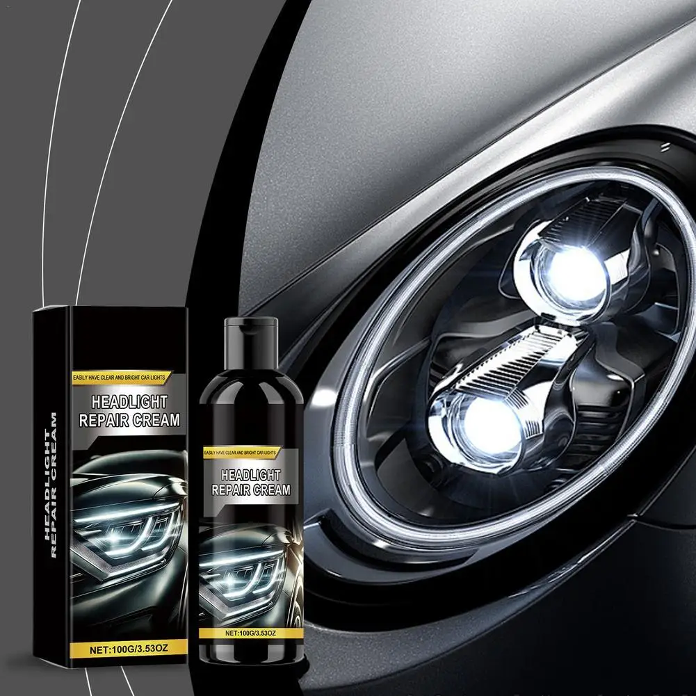 Car Headlight Refurbishment Paste Auto Headlight Cleaner Car Restoration Cream Automotive Care Remove Oxidation Headlight Polish
