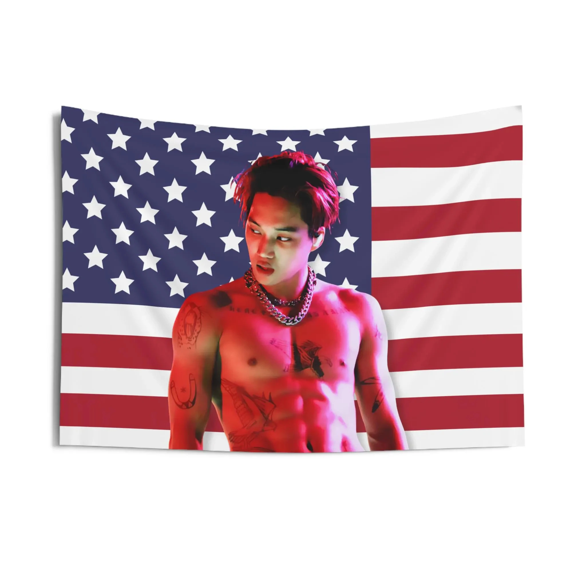 Exo Kai Abs bandera americana cabecero estético decoración de la habitación fondo tela Idol Adoración colgante de pared para dormitorio