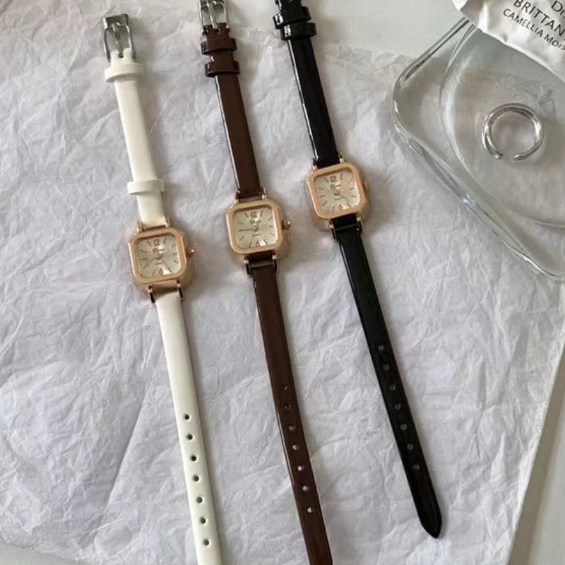 

Женские часы с маленьким квадратным циферблатом, тонкий кожаный ремешок, женские наручные часы, элегантные кварцевые женские часы, повседневные часы Reloj Mujer, Лидер продаж