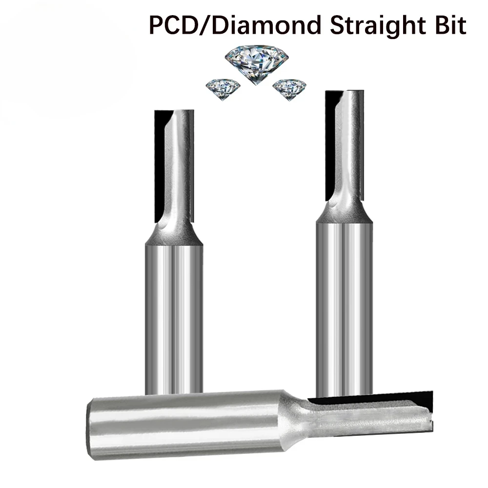 PCD straight bit Diamond milling cutter double-edged straight router bit  melamine board HPL calcium silicate board MDF