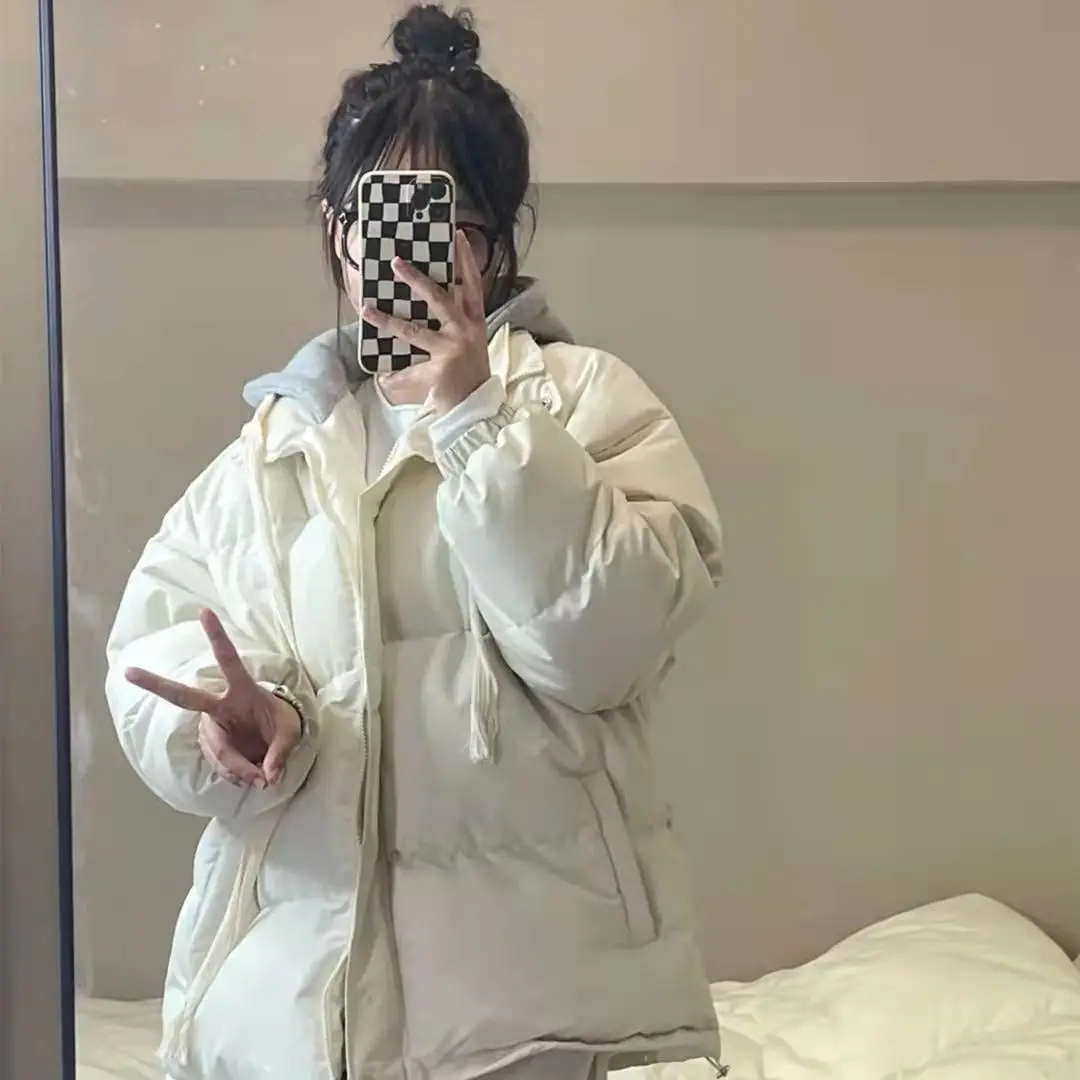 New Winter Thick Warm Fake Two Pieces Down Cotton Jacket Woman Parkas Overcoat Autumn Female Korean Loose Puffer Outerwear Black