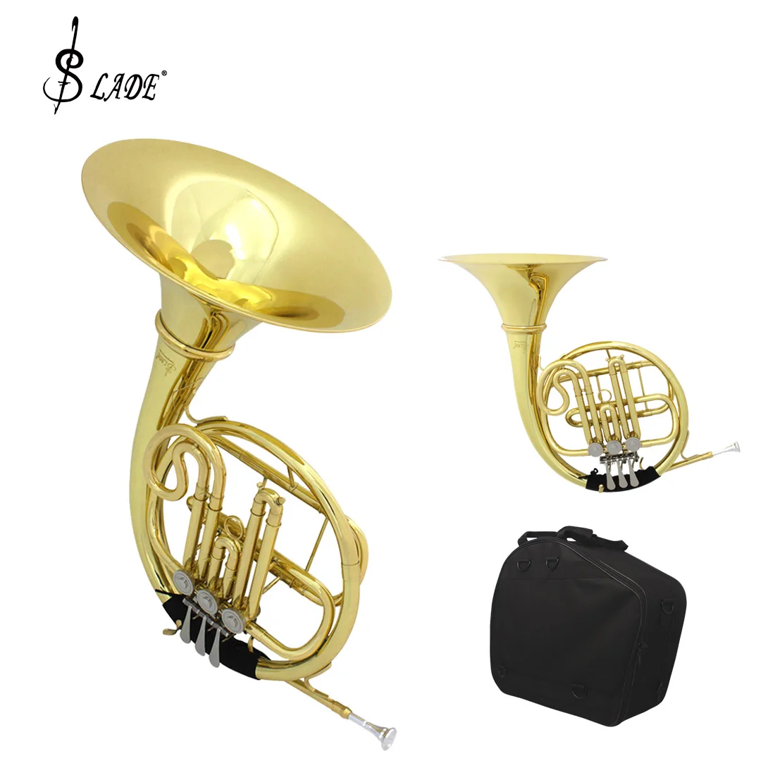 

SLADE Bb French Horn Professional Brass Body 3 Key French Horn Musical Instrument Accessories with Case Golden Split French Horn