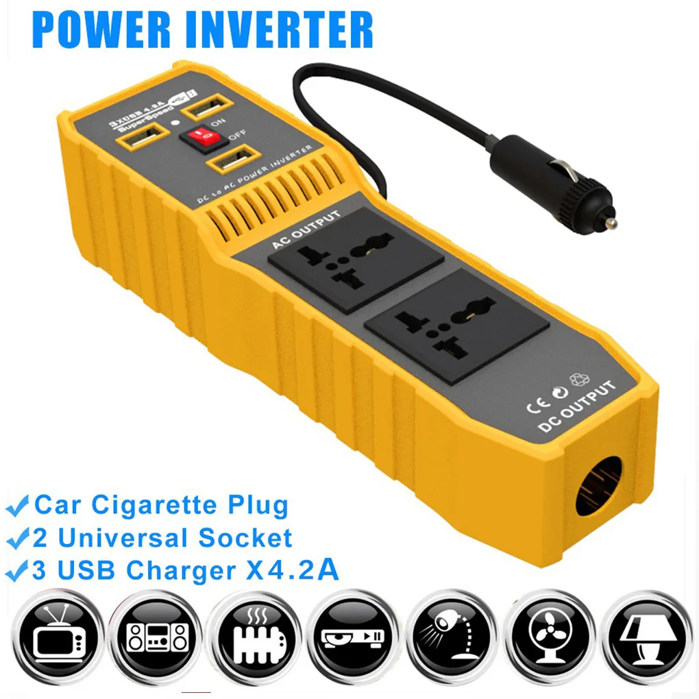 Car Chargers Power Inverter Replacement Heats Dissipation Overload Protection Automotive Vehicle Converter Socket