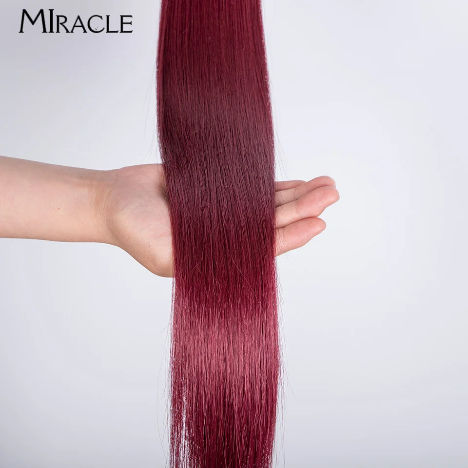 MIRACLE 36 Inch Straight Hair Extensions Synthetic Hair Bundles for Women Blonde Red Hairpiece Colored Super Long Hair Bundles