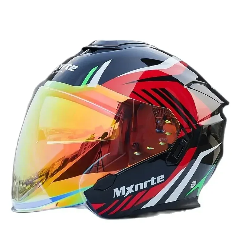 Men and Women Double Lens Half Helmet Original Mxnrte Brand Gatlin Red Helmet Motorcycle Off-Road Winter Helmet Casco Casque