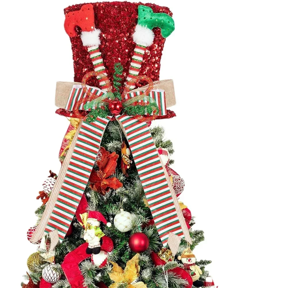 Collapsible Tree Topper Christmas Tree Topper Warm Festive Atmosphere Classic Red Green Design High-Quality Material