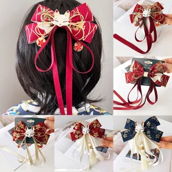 Exquisite Japanese Fox Bow Tassels Ribbon Hair Clip Headwear Girl Cartoon Hairpin Hanfu Cosplay Clothing Accessories