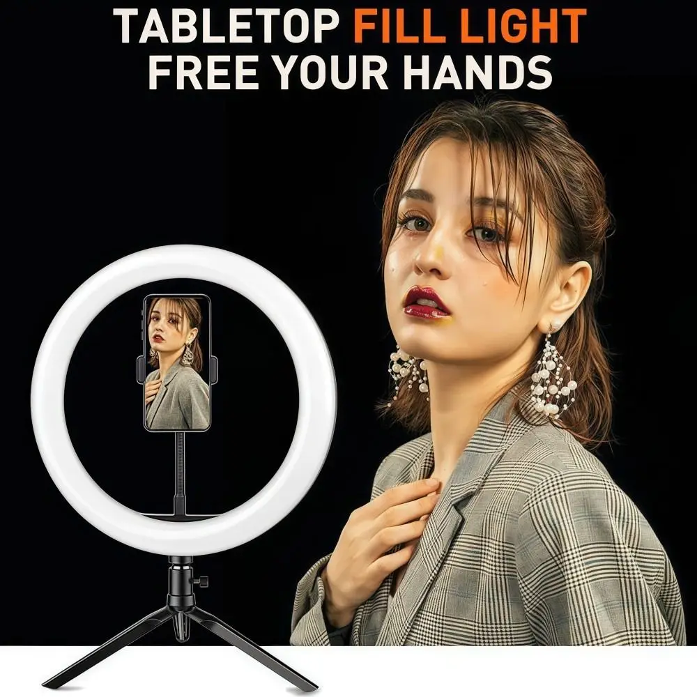Nueva Luz de Anillo LED de 26CM 10" para Fotografía, Regulable, Portátil, con Trípode, Resistente, para Selfies