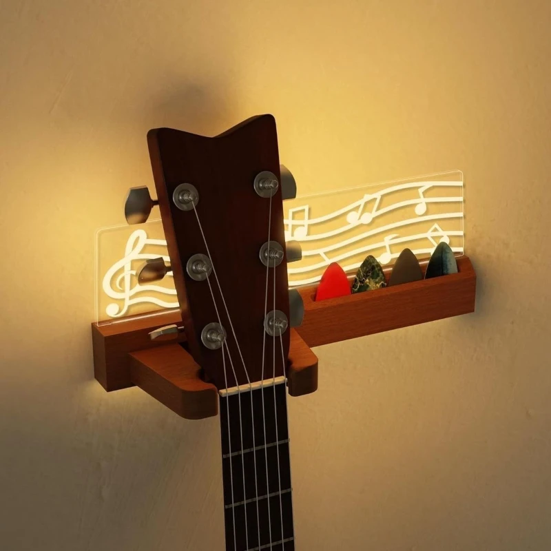 

Acoustic Guitar Wall Mount Rack Storage Guitar Stand Stringed Instruments Hanger Accessories Portable Display Stand with Light