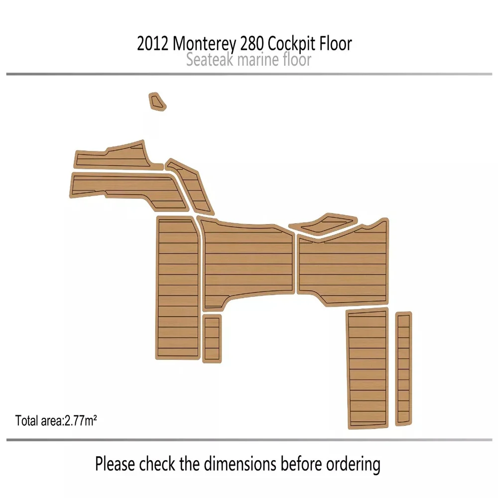 

2012 Monterey 280 cockpit 1/4" 6mm EVA Foam FAUX Teak deck floor Mat SeaDek MarineMat Gatorstep Style Self Adhesive