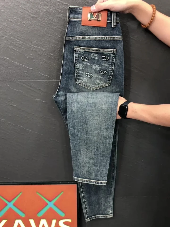 

High Quali Men's Jeans Spring Autumn New Sle Busin Casual Faionable Versatile mid Waist Slim Fit Stand Version