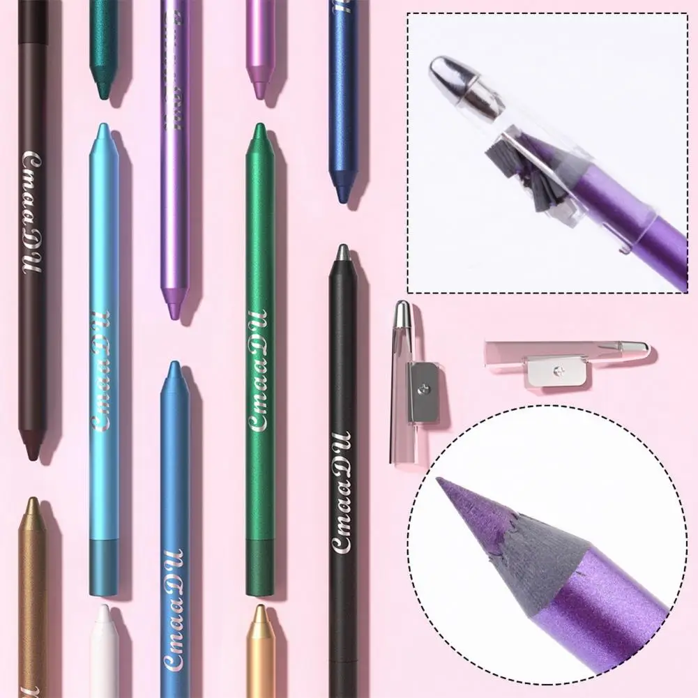 Eye-catching Eyeliner Portable Shiny Glitter Colored Eyeliner Set 12 Colors Liquid Eyeliner with Sharpener for Party