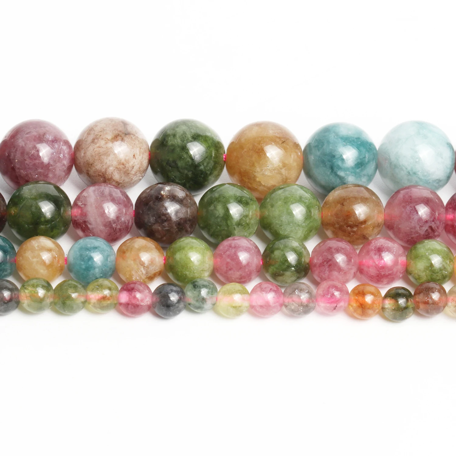 4/6/8/10mm High Qulity Tourmaline Beads Natural Stone Round Colorful Loose Beads for Jewelry Making Supplier Bracelets Accessory