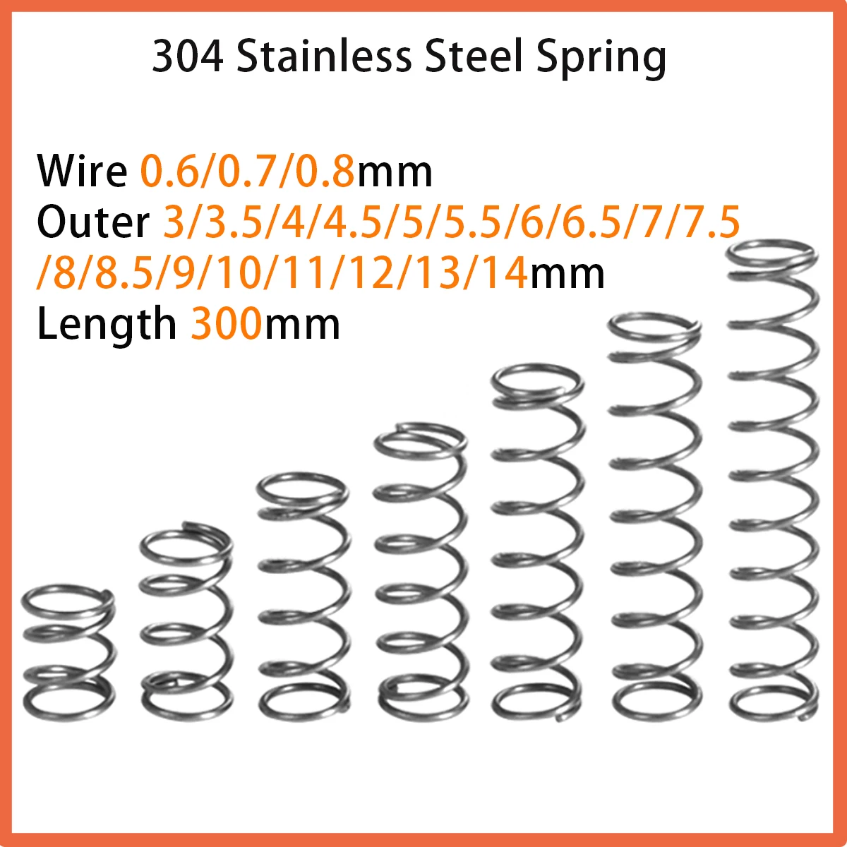 

304 Stainless Steel Spring Compressed Wire 0.6/0.7/0.8mm Length 300mm Miniature Ballpoint Pen Spring Outer 3.0-14mm