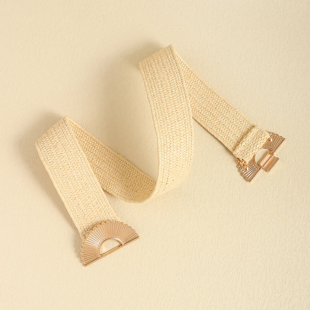 حزام الخصر النسائي ذو الإحساس الممتاز باللون الأسود، حزام خصر مرن من سبيكة فردية، حزام خصر من مادة البولي بروبيلين، بيج ناعم #4