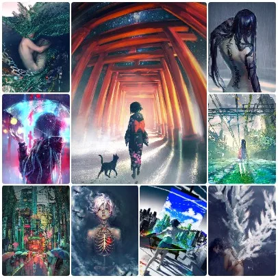 quebra-cabeca-artistico-gotico-japones-sonhador-tons-escuros-e-surrealismo-fantasia-para-uma-atmosfera-relaxante