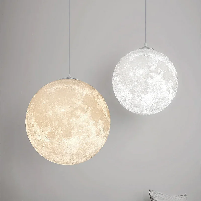 Imagem -03 - Modesto Teto Pendurado Lustre 3d Impressão Moon Lights Quarto das Crianças Quarto Cozinha Planeta Pequenas Lâmpadas Pingente Home Decor