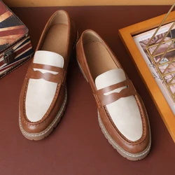 Mocassins formels en PU marron pour hommes, chaussures paresseuses d'affaires rétro, nouvelles chaussures provoqué