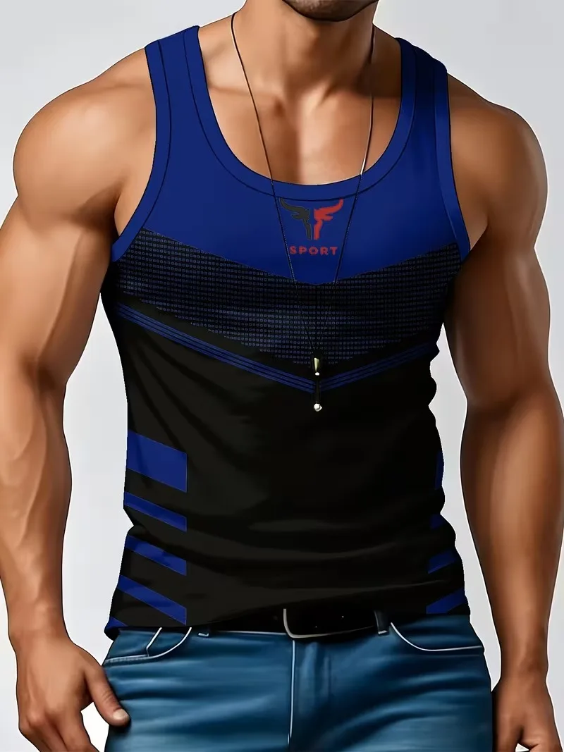 Summer Basketball Quick-Dry Bull Print Running Fitness Sport Men Vest Tops Track Field Training Jersey Shirt Vest Men's Clothes