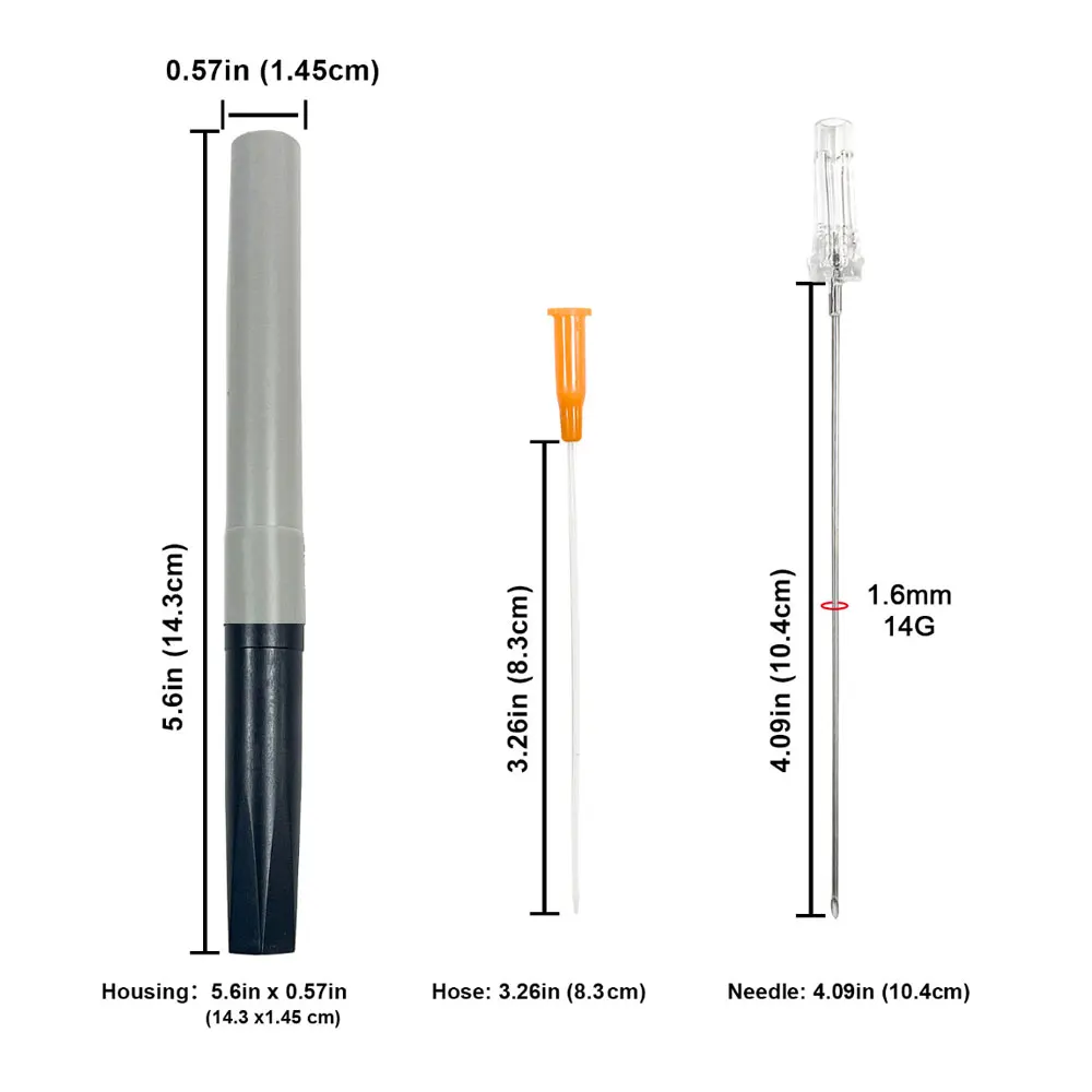 Equipamento de emergência de cor aleatória, kit de primeiros socorros, tensão, pneumotórax, agulha torácica, agulha médica de descompressão no peito