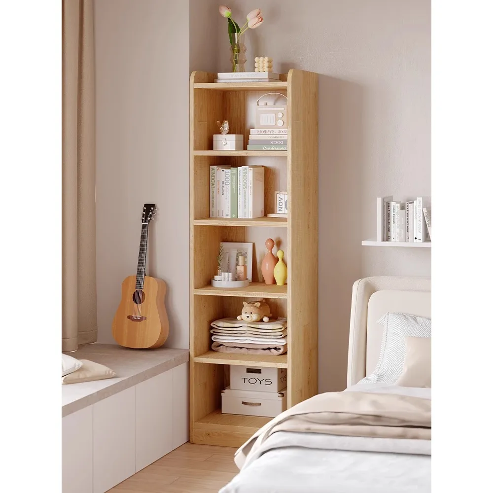 

Solid wood bedside bookshelf storage rack, floor to ceiling bedroom bedside storage cabinet, multi-layer storage cabinet, simple