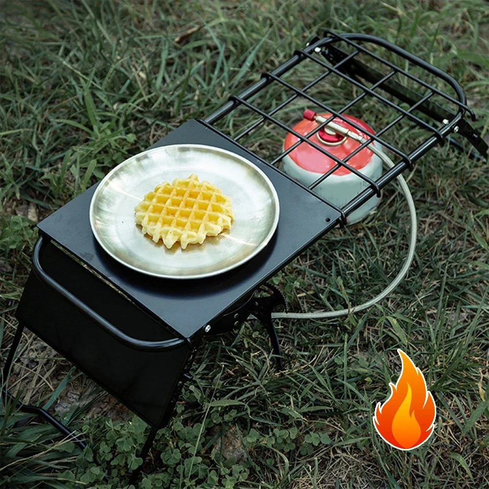 Portable Foldable Camping Table Mini Stove Rack Bracket Outdoor Retractable Grid Table Adjustable Height for Camping Fishing