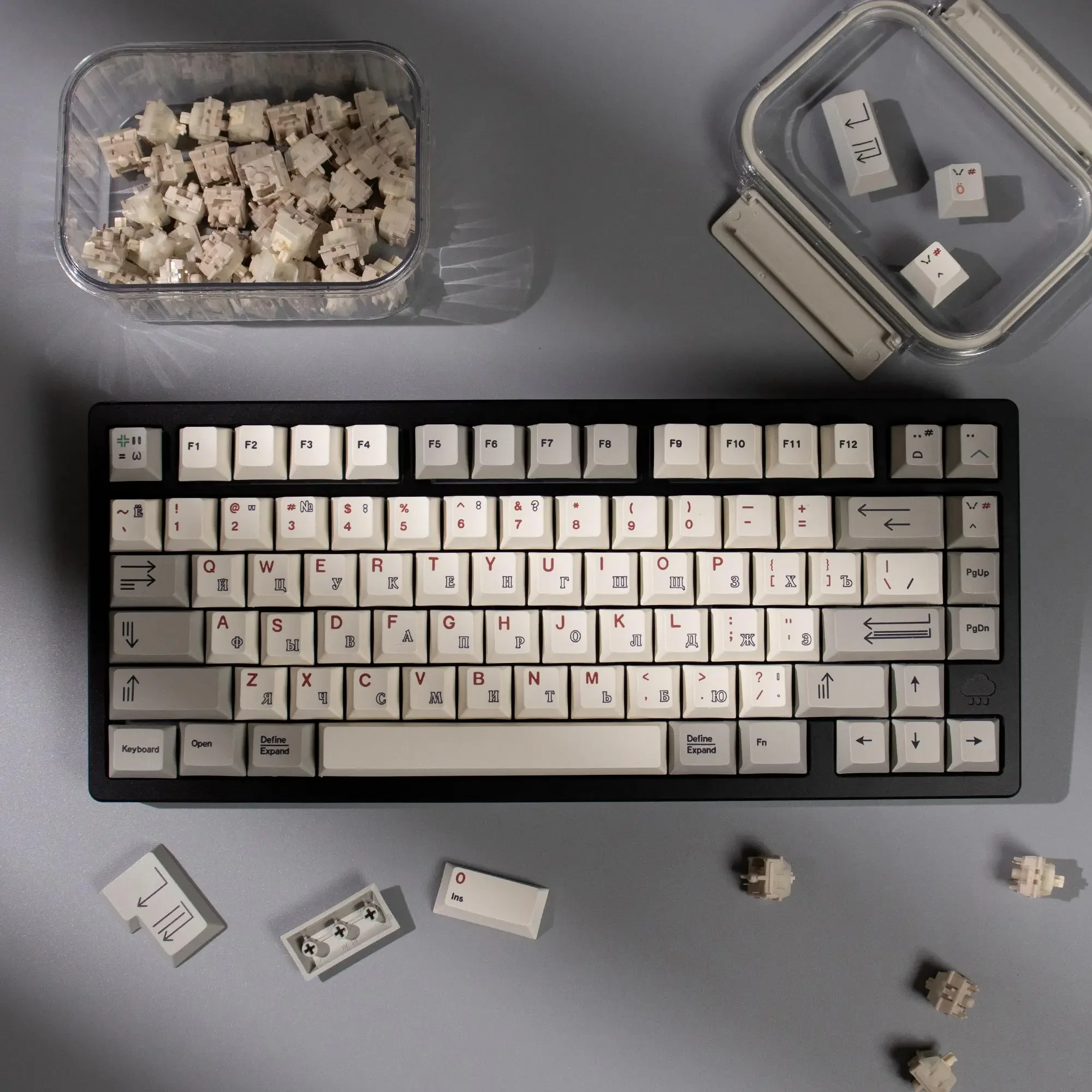 144 Keys Retro Russian Keycaps for Mechanical Keyboard Grey White PBT Thicken Dye Sublimation Cherry Height GK61 AULA F75 Ajazz