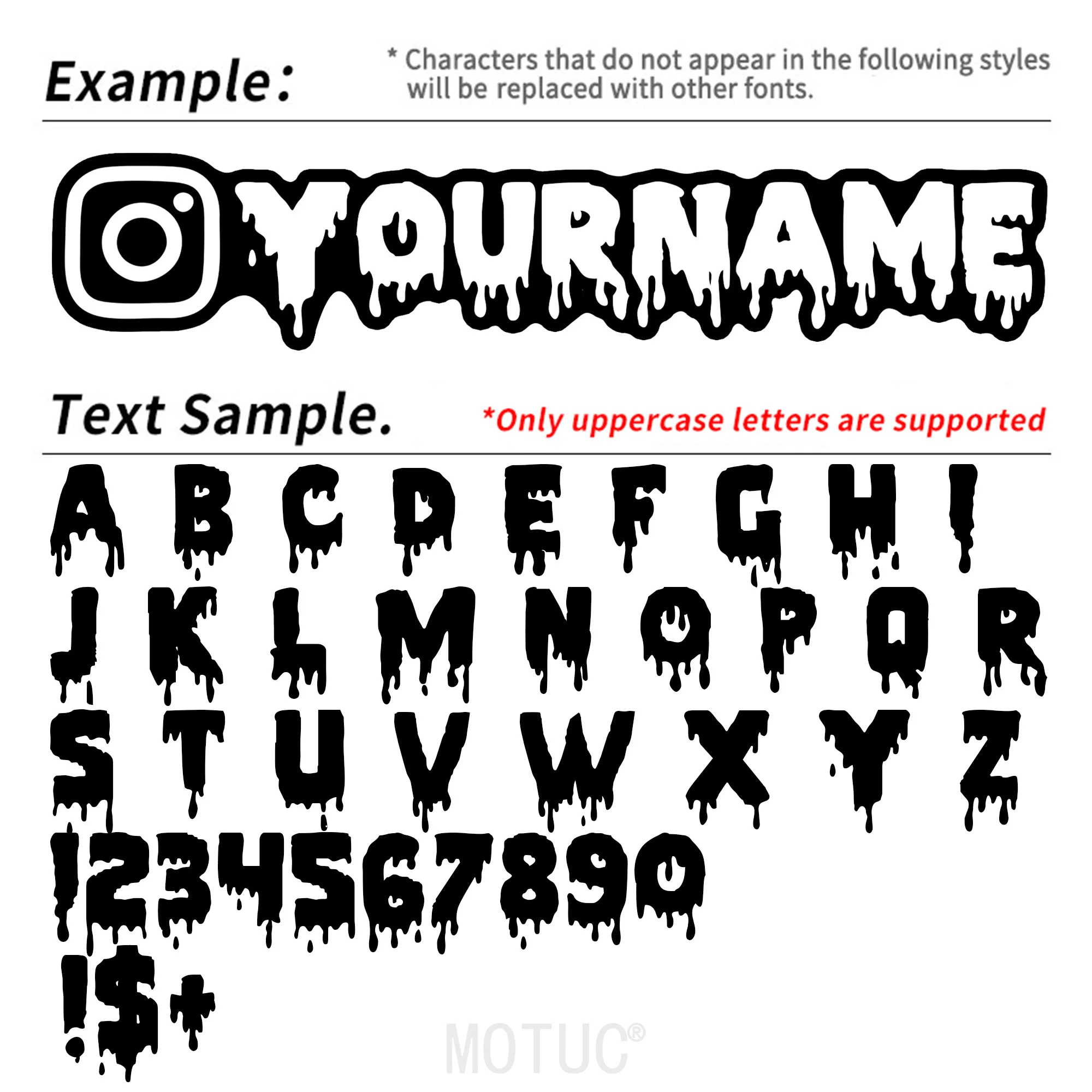 1PC Custom Username Motorcycle Sticker Waterproof Personalized IG Drip Font Vinyl Decal for DIY Scooter Helmet Car Bicycle