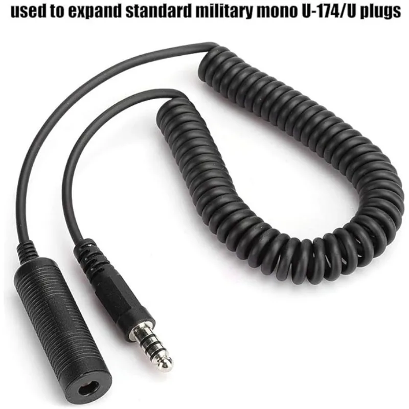 U-92A/U FOR U-174/U Military Helicopter Tactical Headset Extension Cable for Expand Standard Military Mono U-174/U Plugs