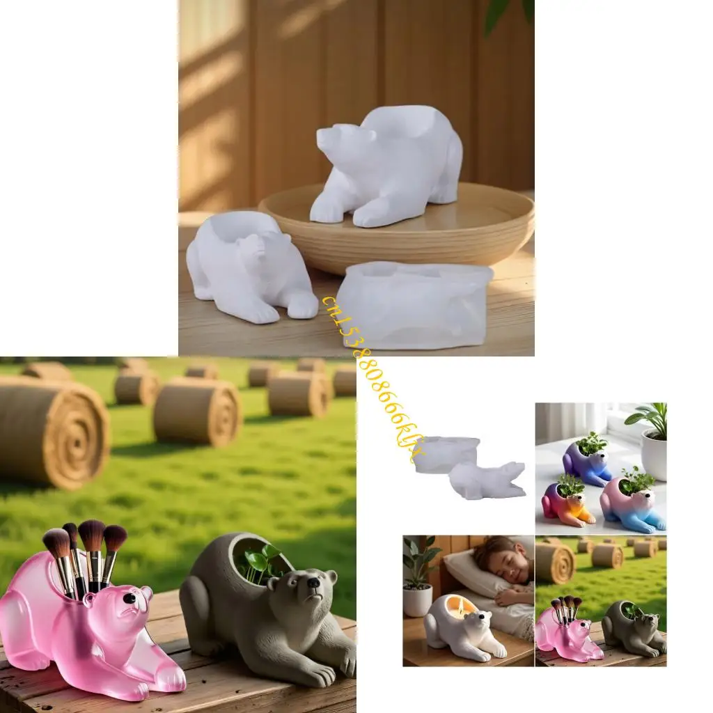 

Ice Bear Planter Silicone Mold For Artisanal Crafts Sturdy Reusable Mold Safe For Candle Making Home Decors Projects 066C