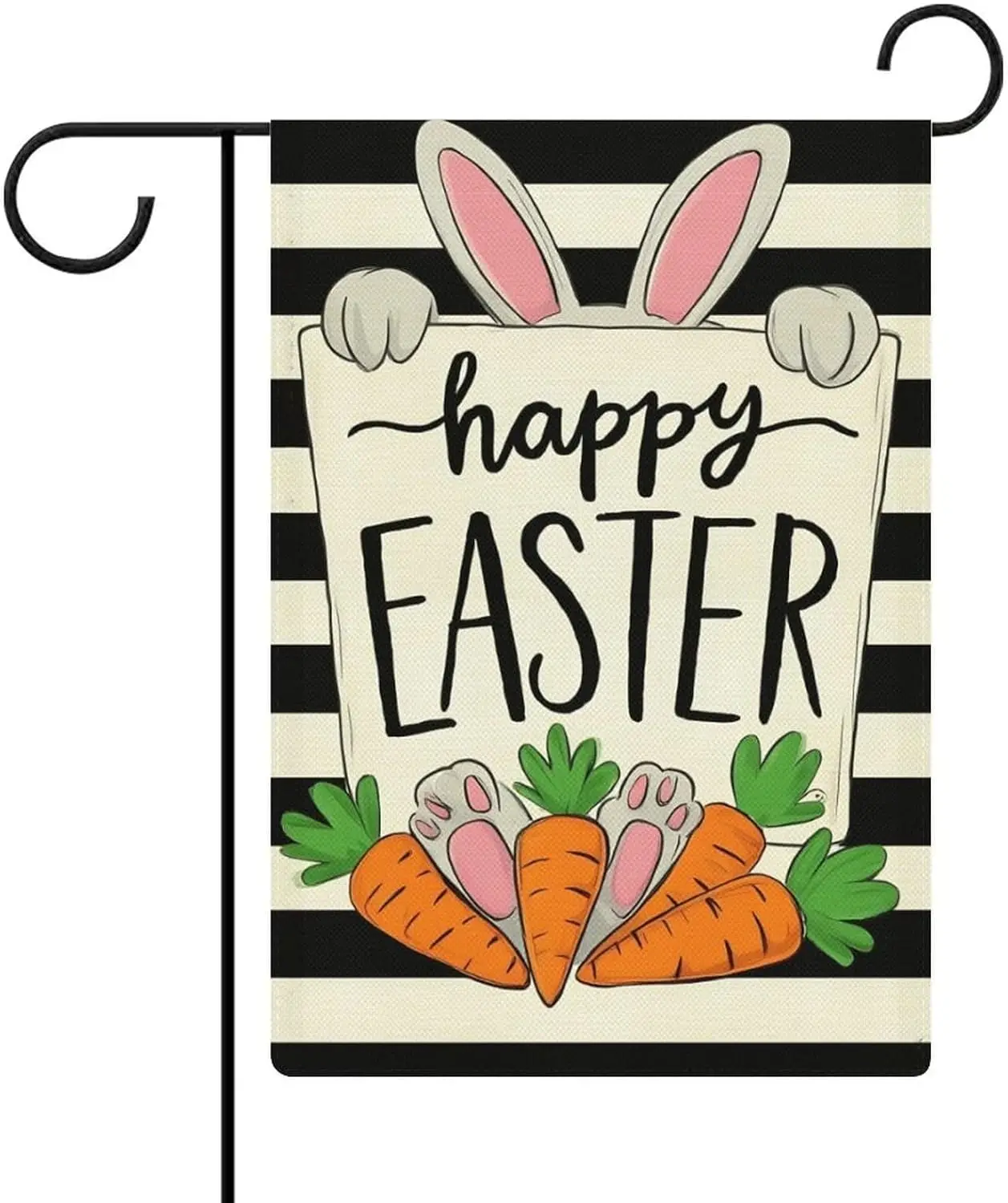 Weather-Resistant Carrot Rabbit Happy Easte Garden Flag 12x18 Inch Double Sided Outdoor Decorations Burlap Yard Flag ZZM