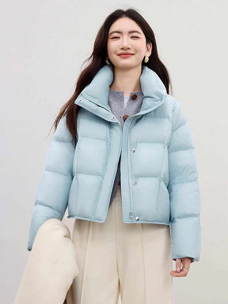 

SENTUBILA Women's Down Coats 2025 Winter Stand Collar Long Sleeve Down Jackets Simple Fashion Solid Female Clothing W54YC1884