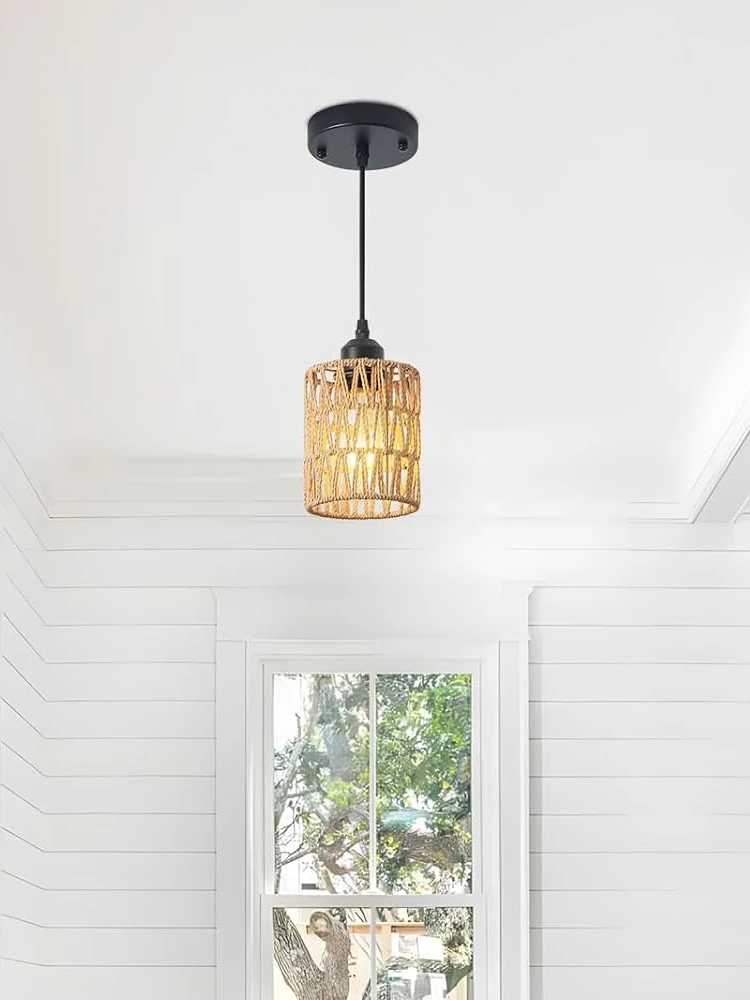 Japanese style hemp rope woven pendant light, rural restaurant, tea room, inn, bar, rattan indoor lighting pendant light