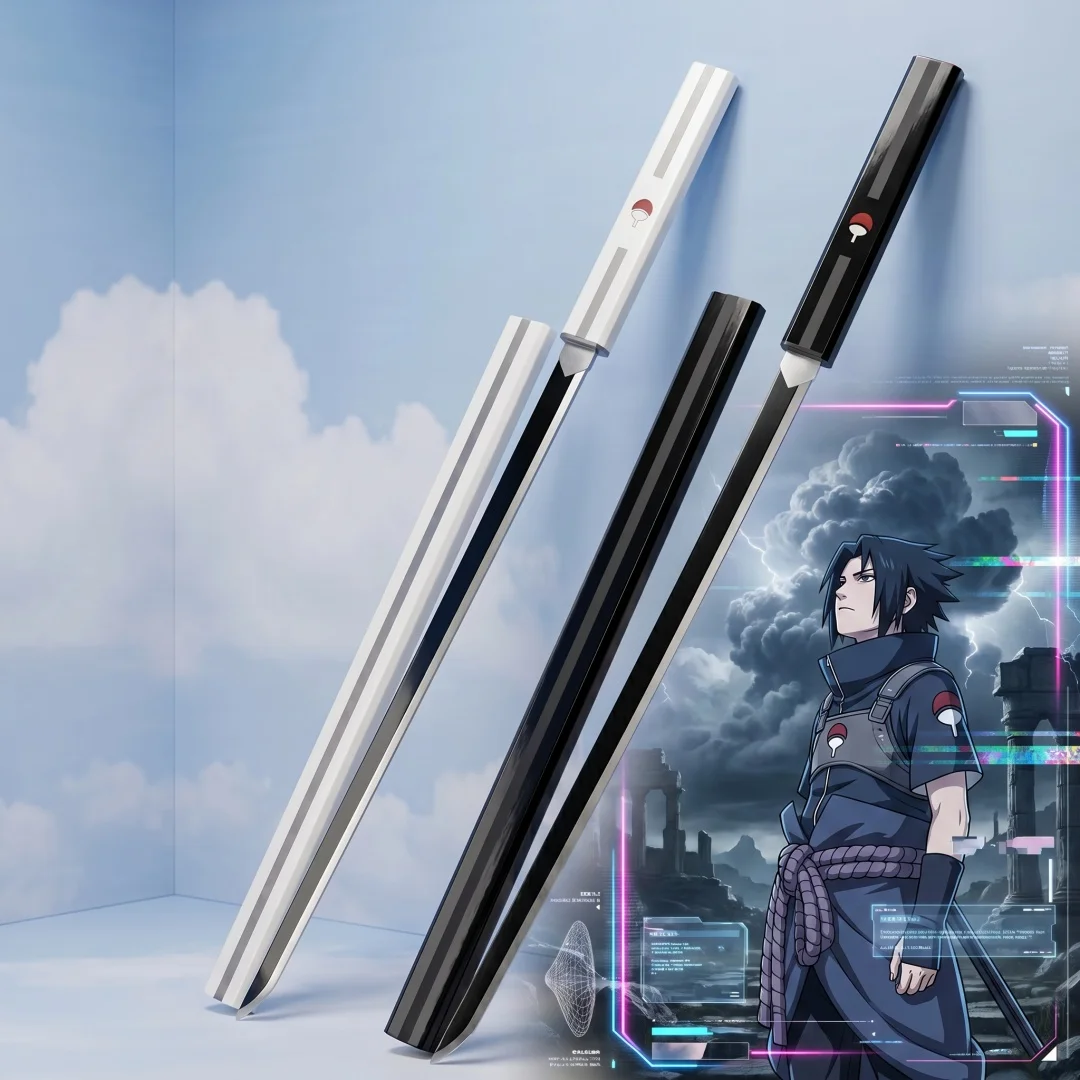 Espada de Juguete de Madera a Escala 1:1 de 35.4 Pulgadas, Réplica de la Katana de Naruto Uchiha Sasuke, para Cosplay de Anime, Cuchillo Ninja, Espada Japonesa Samurai, Regalo